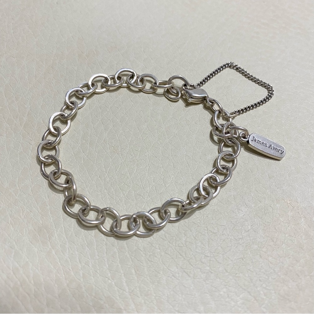 James Avery Forged Link Charm Bracelet Sterling Silver in Size Medium